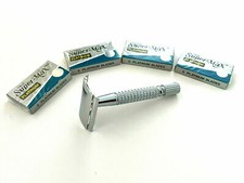 CLASSIC OLD FASHION VINTAGE SAFETY RAZOR + 20 PCS DOUBLE EDGE BLADES SET NEW picture