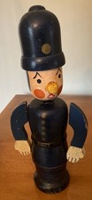 Vintage English Police Bobby Wooden Bank Bobble Head Handpainted Japan 11” picture