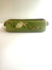 Vintage Roseville Art Pottery Green Apple Blossom Window Box Vase #368-8” picture