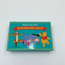 VTG 1990s Disney Winnie the Pooh Interchangeable Watch Faces Set in Box picture