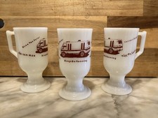 Vintage 70’s/80’ Van Life Footed Milk Glass Mugs Set of 3 picture