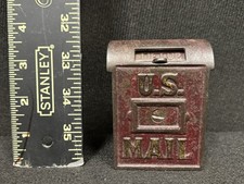 Antique 1920s Cast Iron US Mail Letterbox Coin Bank Red Nice Patina picture