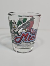 Michigan Travel Souvenir Shot Glass State Bird & Flower picture