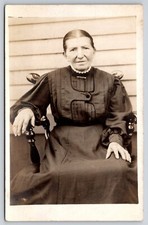 Matriarch Woman Grandmother Black Dress Seated Portrait Postcard RPPC 1905-1918 picture