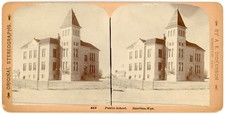 WYOMING STEREOVIEW - Rawlins - Public School - AE Dickerson 1890s picture