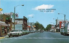 Postcard WI: Main Street Scene, Chetek, Wisconsin