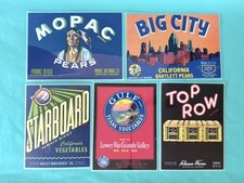 Vintage NOS Crate Labels Lot 5 Mopac Big City Gulf Top Row Starboard picture