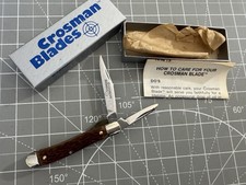 80s CROSMAN USA 916 'Pony Jack' Brown Delrin Handle 2-Blade Linerlock Knife NIB picture