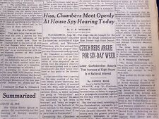 1948 AUGUST 25 NEW YORK TIMES - HISS, CHAMBERS AT SPY HEARING - NT 3737 picture