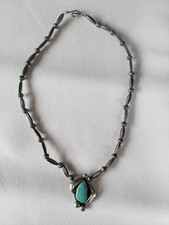 Vintage Navajo Sterling Silver Turquoise Necklace picture