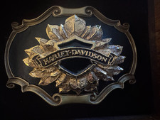 Vintage 1978 Harley Davidson Black & Gold Raintree Belt Buckle New in Box picture