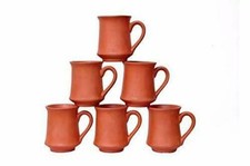 Handmade Earthenware Clay Glasses Product Good for Health, Pack of 6 -240 ML picture