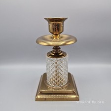 Vintage Heavy Gold Tone Brass Candle Holder 9.5