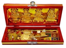 Brass Shri Dhan Laxmi Kuber Dhan Varsha Yantra Home Office  (8.2x9.8x1.7) Inch picture