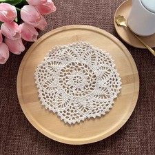 4Pcs/Lot 8in Vintage Hand Crochet Lace Cotton Doilies Flower Placemat Table Mats picture
