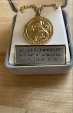 Malco St John Evangelist 24K GP Sterling Medal Gold Plated Brass Chain 24