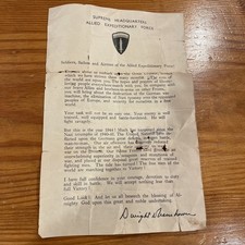 Original SHAEF WWII D-Day Eisenhower Letter Leaflet Normandy June 6, 1944 picture