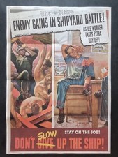 1943 WW2 USA AMERICA SHIP BUILDING SHIPYARD WORKER JOE ARMY PROPAGANDA POSTER picture