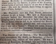 1842 Martin Van Buren Abduction Plot - Belgian Giant Peerken Van Gorp Newspaper picture