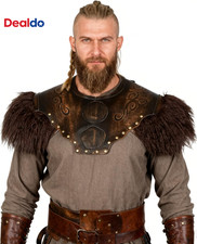 Viking Fur Chest Armor Leather Breastplate Men Women Medieval Accessory picture