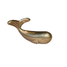 Antiqued Brass Whale Paper Weight - Antique Vintage Nautical Beach Decor picture