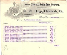 1908 Billhead - Stovall Smith Drug Co to J.G.Wannamaker Mfg picture
