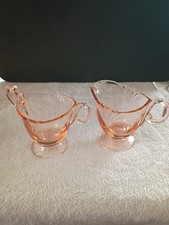 Vintage Fosteria Pink Depression Glass Cream And Sugar picture
