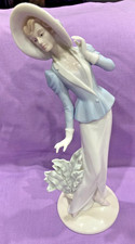 Lovely Woman Porcelain Figurine with Hat 10” picture