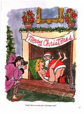 Alden Erikson Playboy Cartoon Illustration VTG Adult Humor Art Merry Christmas picture