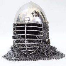 Medieval Cervelliere Helmet Mild Steel – SCA Combat Reenactment Armor picture