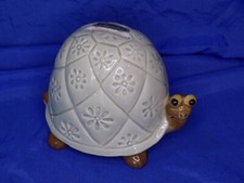 TURTLE PIGGY BANK Hand Painted Ceramic Distinctive Dimensions O.M.C JAPAN VTG picture