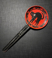 Vintage Halloween 1920s Germany Black Cat Tin Clapper Noisemaker  picture