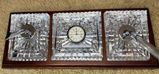 WATERFORD CRYSTAL Mahogany Mirrored Desk Set w/ Pen Holder & Mirror Base Ireland picture
