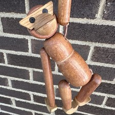 Vintage Made in Japan Kay Bojesen Style Teak Wood Jointed Monkey Figure Read picture