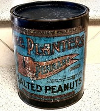 1930 Planters Pennant Brand Salted Peanuts 10-pound 10” Tin picture