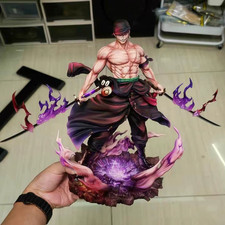28cm One Piece Roronoa Zoro Anime GK Figure Statue Purple Haki Effect Collection picture