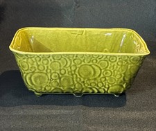 Vintage McCoy USA Planter 7″ Green Glaze - Bubble Circles Early Brush - Pristine picture