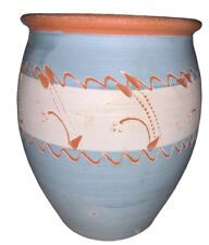 Navajo Etched Engraved Pottery Vase Terra Cotta And Blue Signed picture