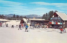 1971 NH W Ossipee Mount Whittier Ski Area Lodge skiers Postcard A97 picture