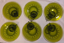 VTG Indiana Glass Kings Crown Thumbprint Snack Plates & Cups Green Set Of 6 picture