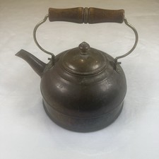 Vintage Revere Ware 1801 Copper Tea Kettle Rome NY USA Wood Handle Patina picture