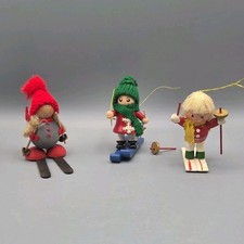 Vtg Scandinavian Skier Figurine Lot Sirkka Lax Tonttu Swedish Tomte Christmas picture