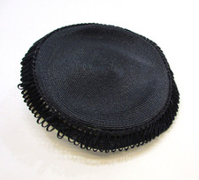 Vintage 1950's Black Woven Fringe Women's Hat picture