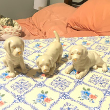 Lenox Porcelain Dog Puppy Figurines Set of 3 White Lab with gold picture