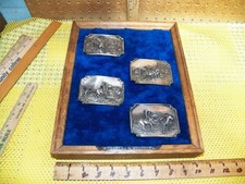 1980s Charles M. Russell Limited Edition Belt Buckle Set of 4 w/ Display Case picture