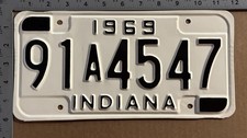 1969 Indiana license plate 91A 4547 YOM DMV White HIGH QUALITY RESTORED 24558 picture