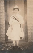 RPPC   Girl in Fancy Dress with Ornate Sash   Circa 1910 to 1920 picture