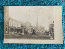 RPPC White Pigeon, Michigan Kalamazoo St. Town View JH Cave Early Photo c1905 picture
