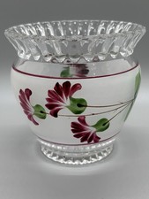 Nevada Table Set EAPG US Glass Spooner 15075 Vintage Frosted Painted Carnation picture