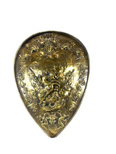 Antique Victorian Repoussé Copper Heraldic Battle of Cannae Shield Wall Plaque 2 picture